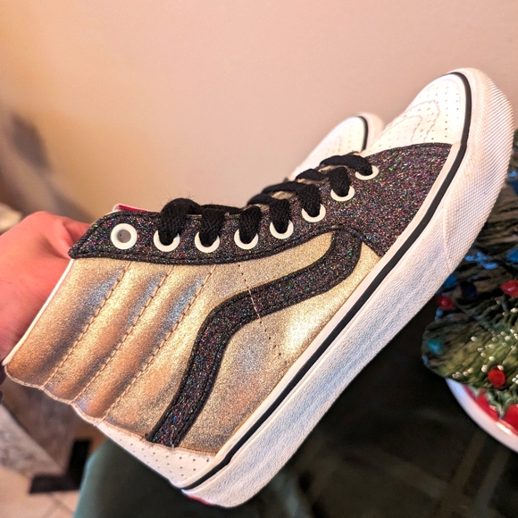 Vans Customs Gold and Glitter Hi - Picture 1 of 8